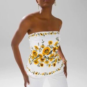 White House Black Market sunflower corset top